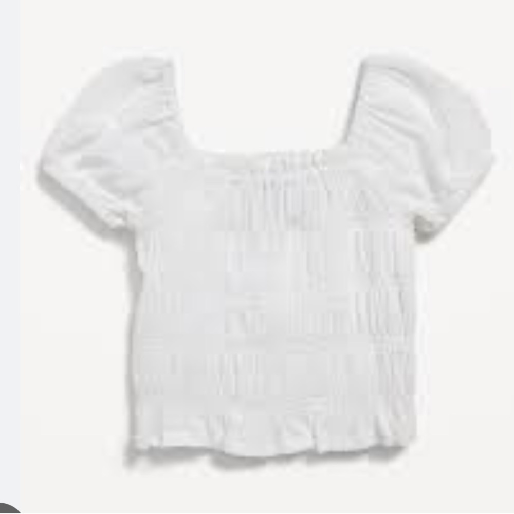 Bundle of 2 girls smocked puff sleeve top black and cream size 8 - Picture 2 of 4